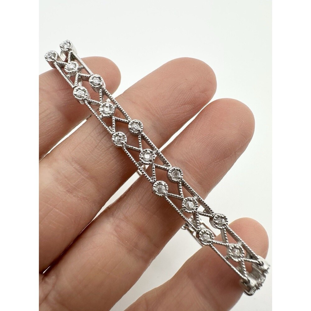 Round Cut Simulated Diamond Twisted Bracelet Solid 14k White Gold Plated 6.5”